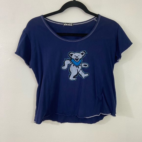 Vintage Y2K Grateful Dead TShirt Band Dancing Bears L Cropped Festival Hippie - Picture 1 of 9